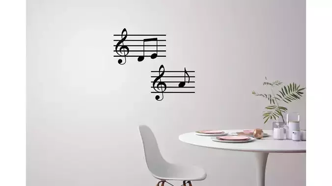 Music note wall decoration 3D print model