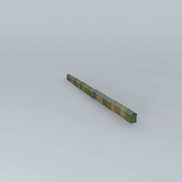 Berck Plage  Beach Cabins Free 3D model_0