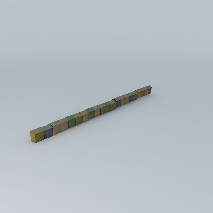 Berck Plage  Beach Cabins Free 3D model_1