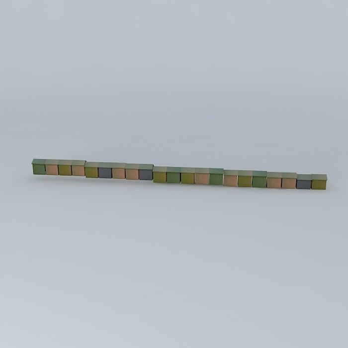 Berck Plage  Beach Cabins Free 3D model_2