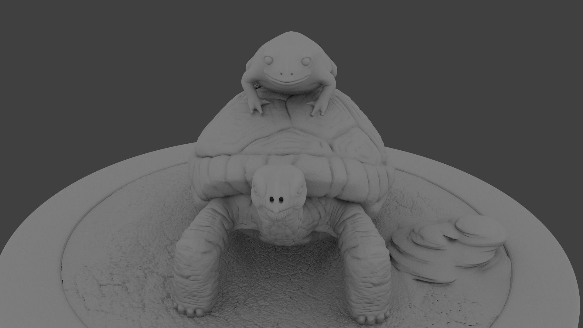 tortuga con sapo 3D print model_4