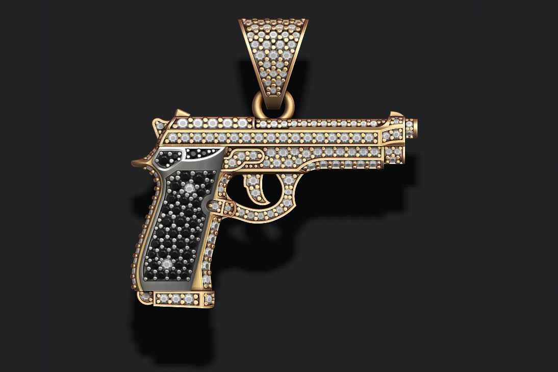 Gun pendants pack 3D print model_5