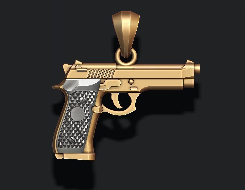 Gun pendants pack 3D print model_6