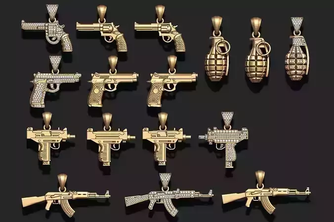 Gun pendants pack 3D print model