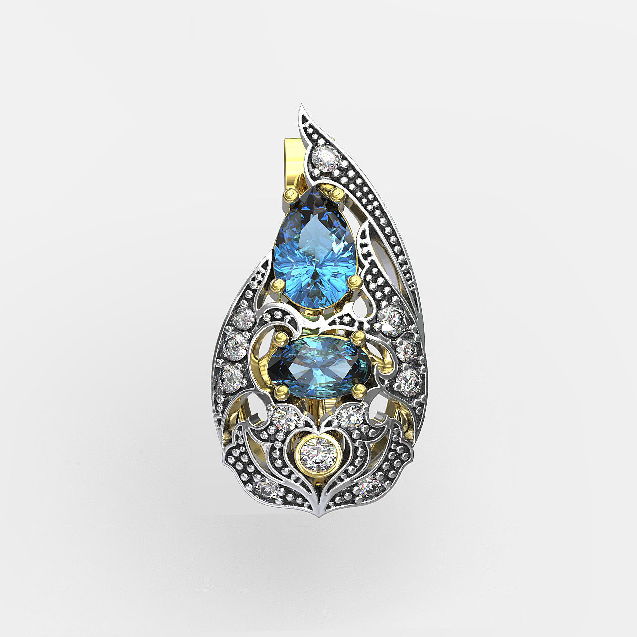 Earrings patterned 3D print model_1