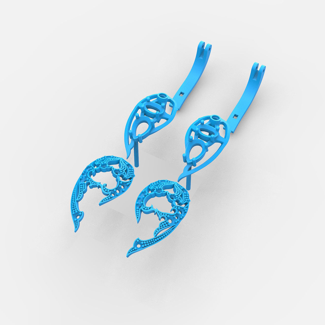 Earrings patterned 3D print model_4