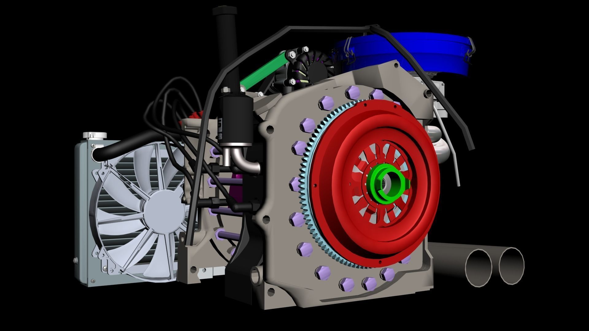 Rotary 12A MAZDA RX2 Complete engine 3D model_4