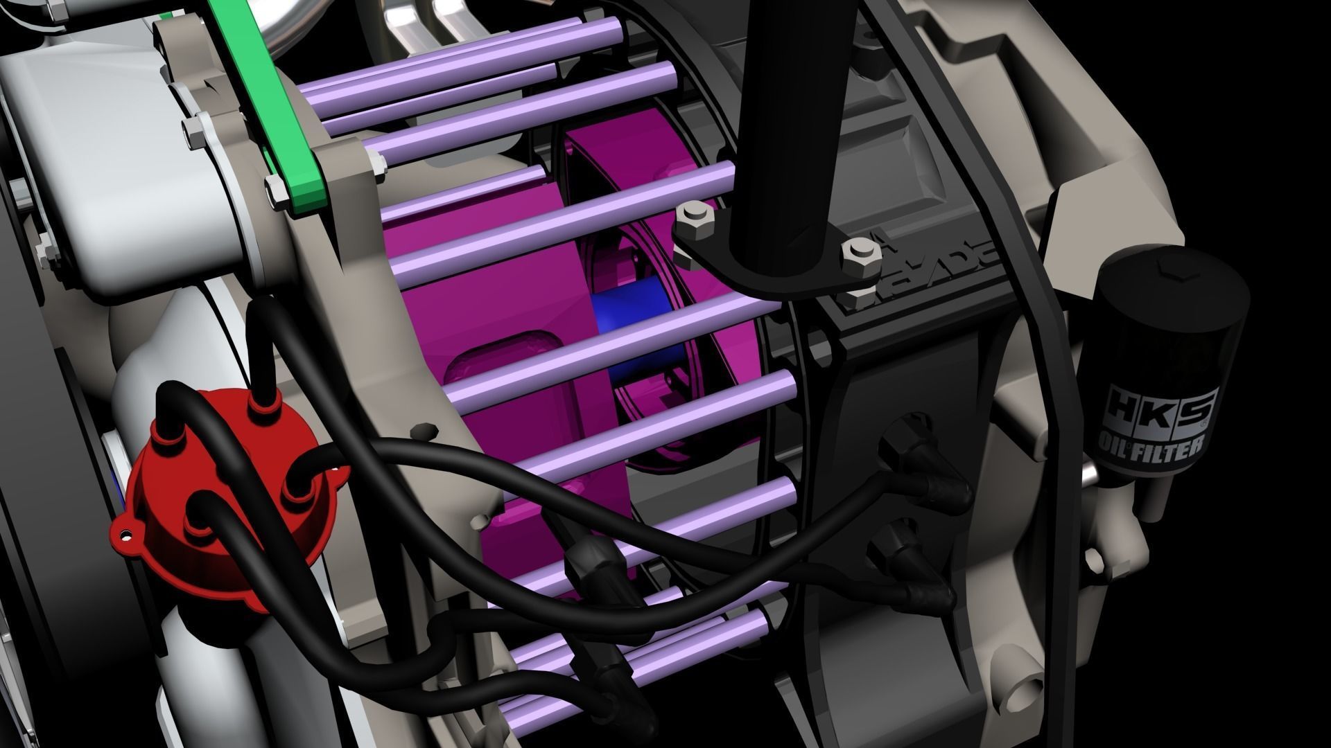 Rotary 12A MAZDA RX2 Complete engine 3D model_3
