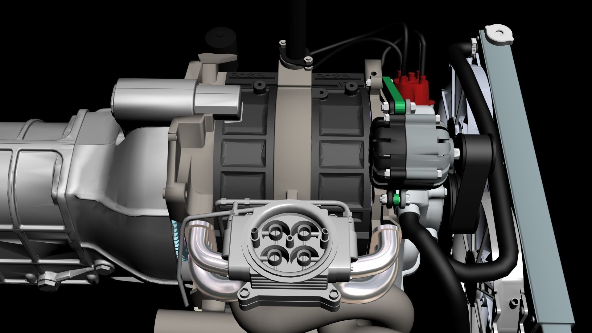 Rotary 12A MAZDA RX2 Complete engine 3D model_5
