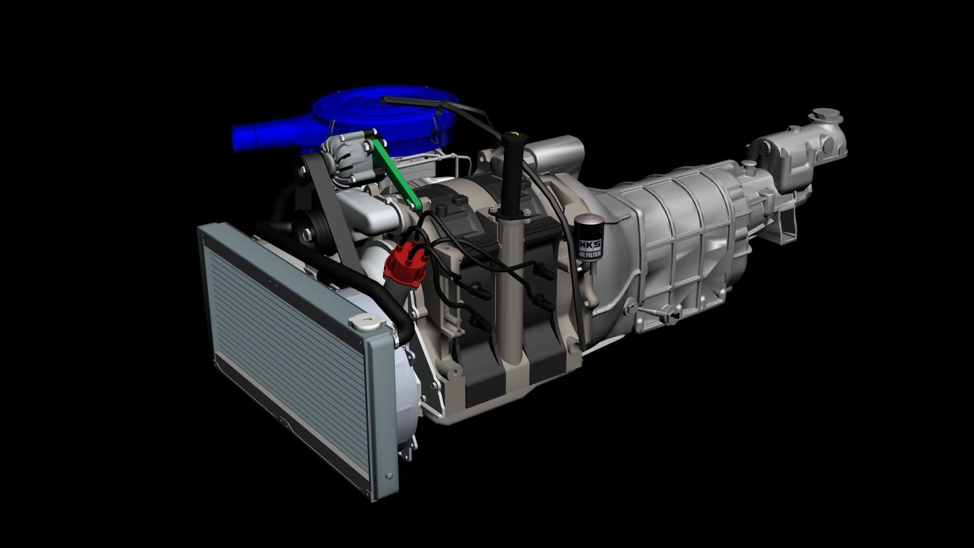Rotary 12A MAZDA RX2 Complete engine 3D model_1
