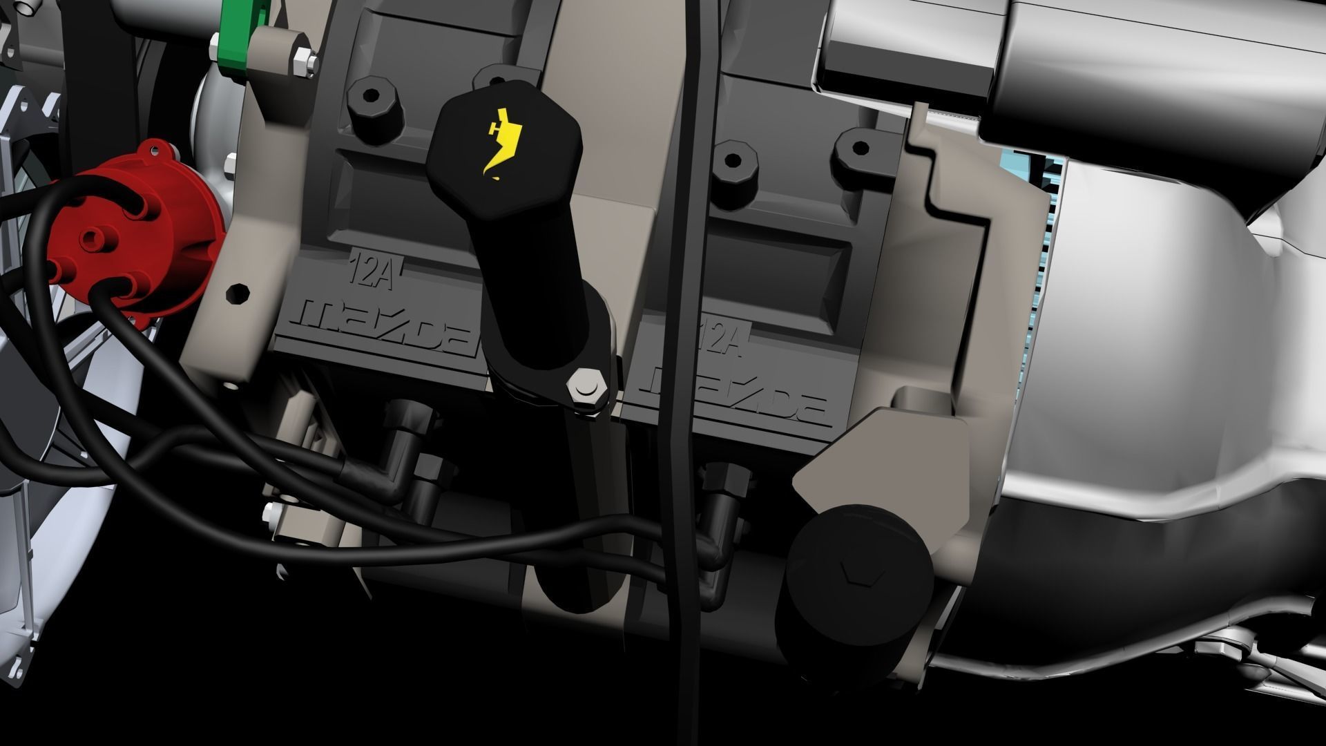Rotary 12A MAZDA RX2 Complete engine 3D model_2