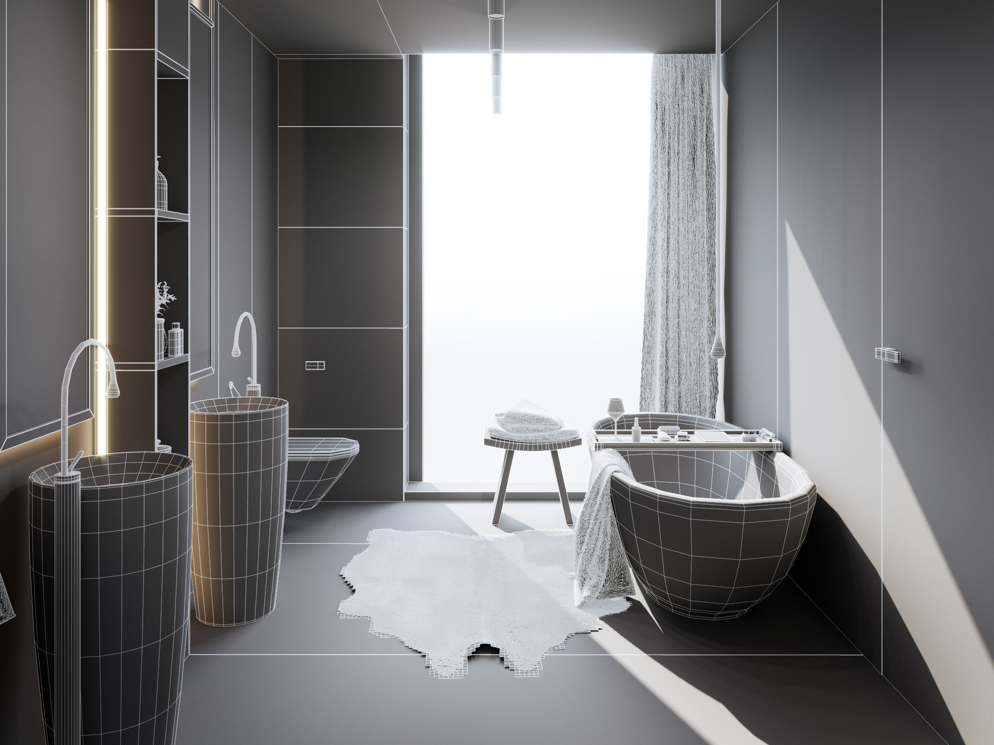 Bathroom Interior Scene for Cinema 4D and Octane Render 3D model_8