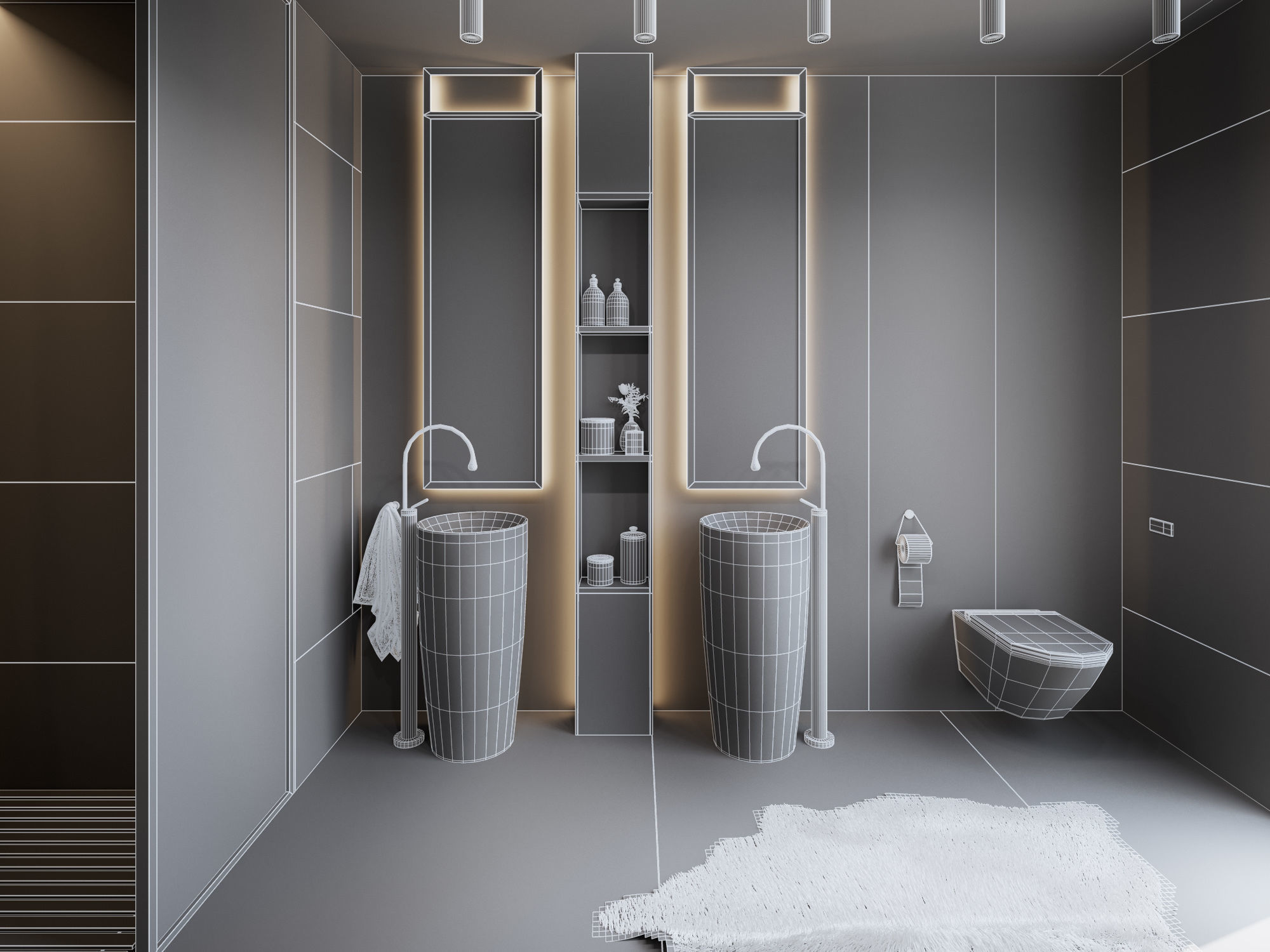 Bathroom Interior Scene for Cinema 4D and Octane Render 3D model_12