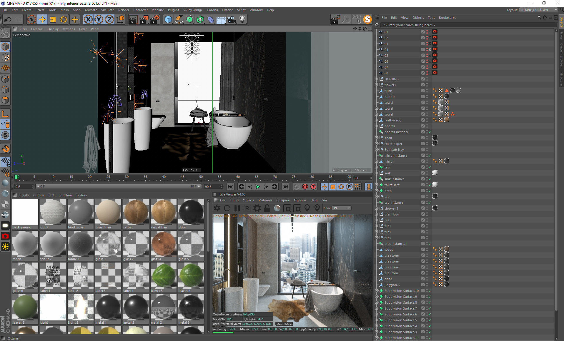 Bathroom Interior Scene for Cinema 4D and Octane Render 3D model_17
