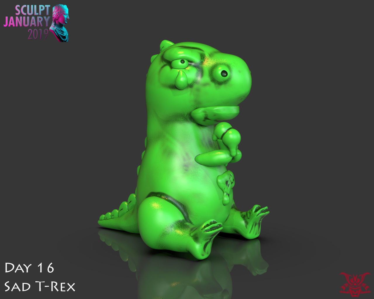 Sad T Rex Timelapse and Model 3D print model_1