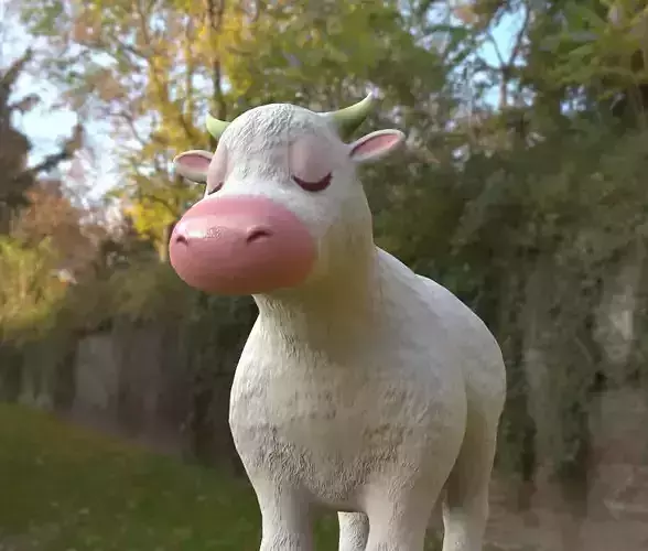 White Cow cartoon Low-poly 3D model