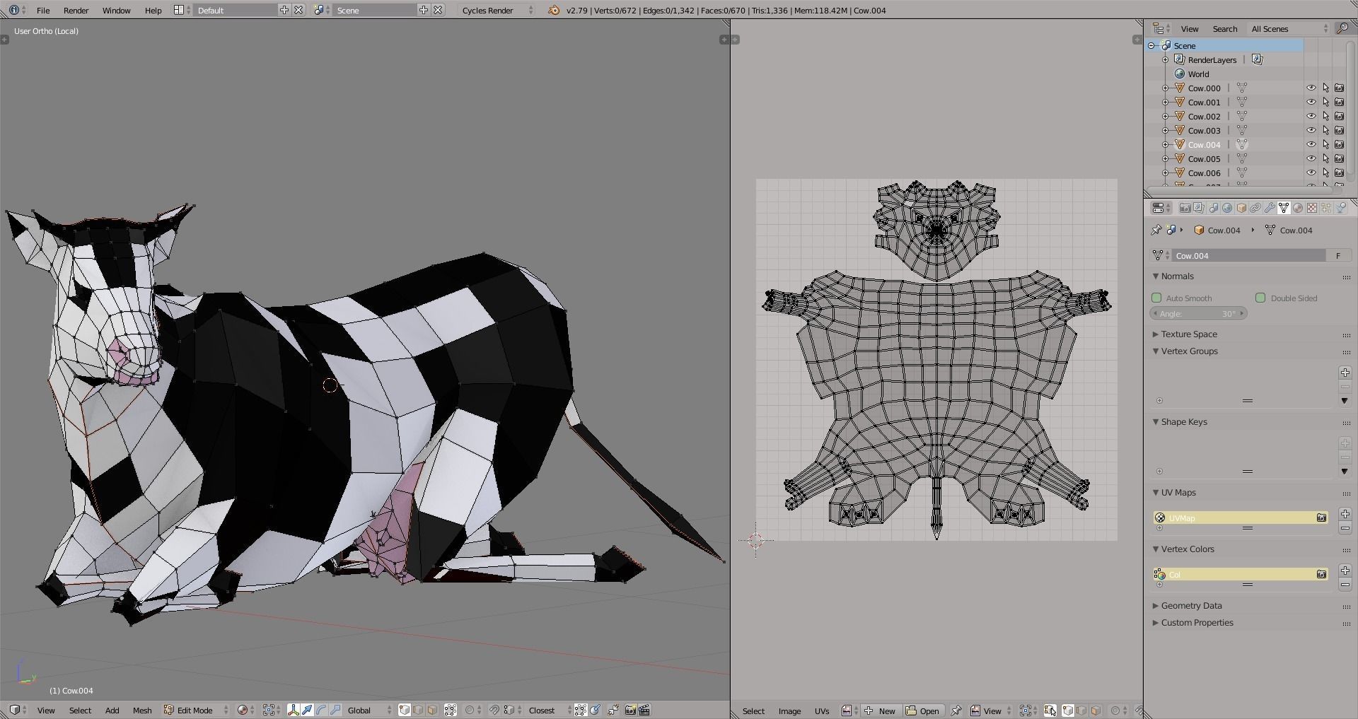 Lowpoly Cows polygonal cow Low-poly 3D model_4