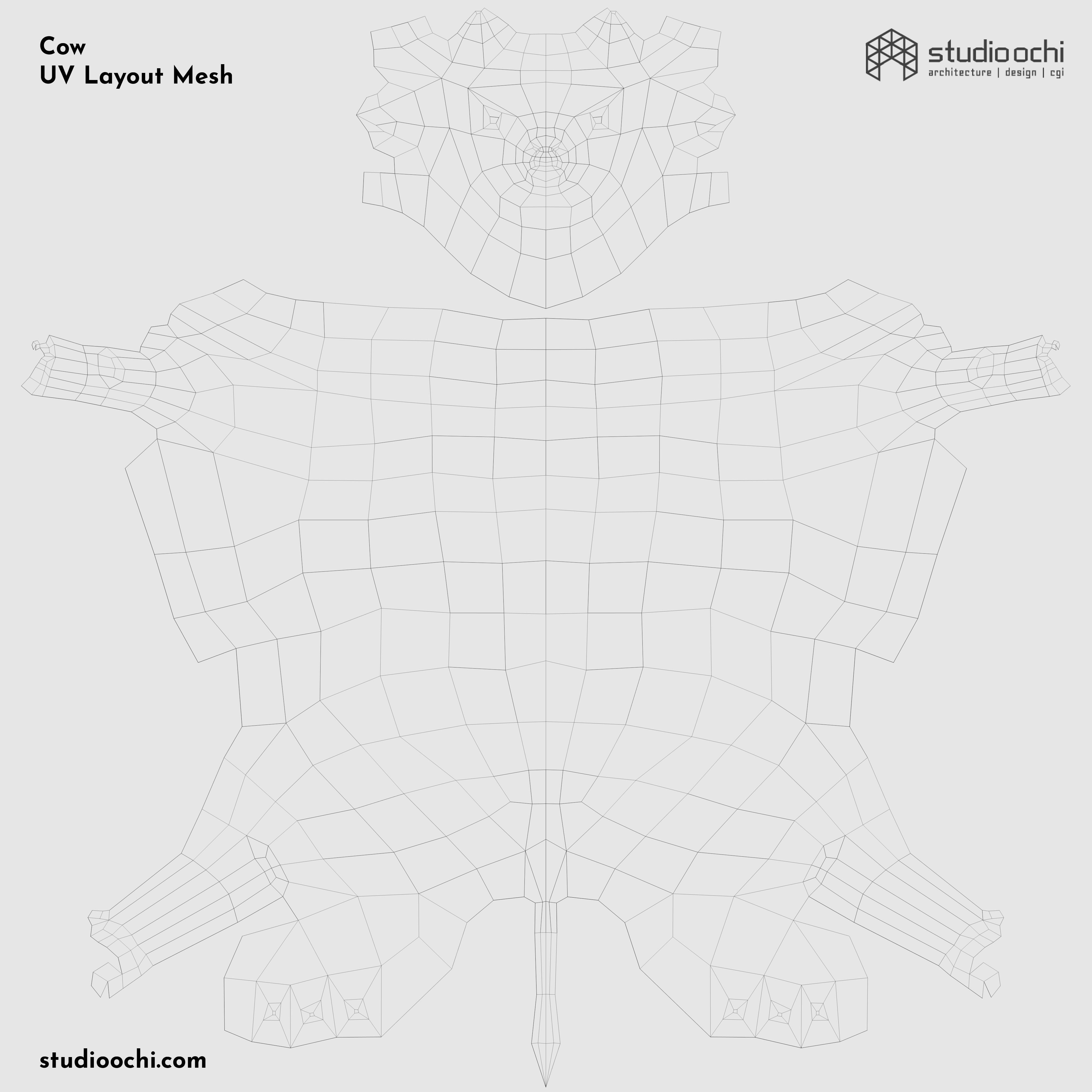 Lowpoly Cows polygonal cow Low-poly 3D model_5