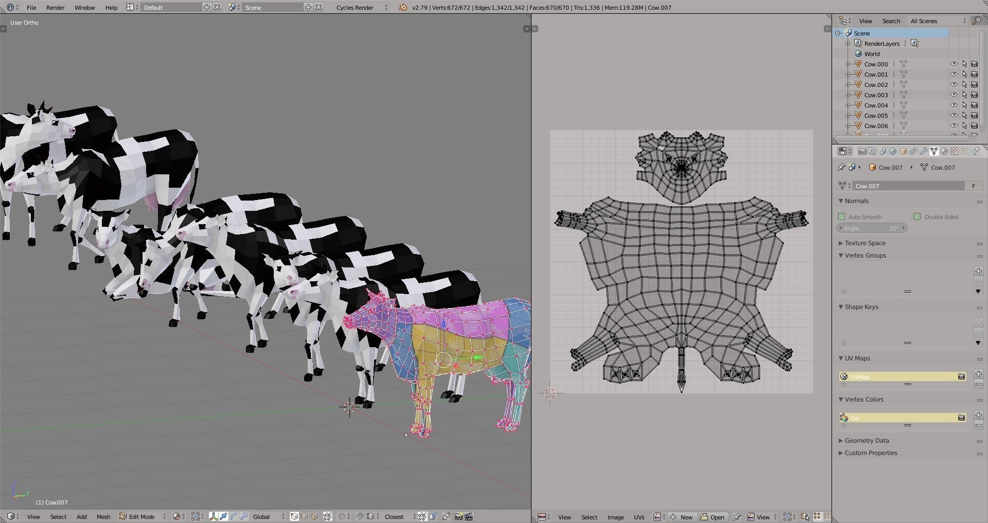 Lowpoly Cows polygonal cow Low-poly 3D model_3