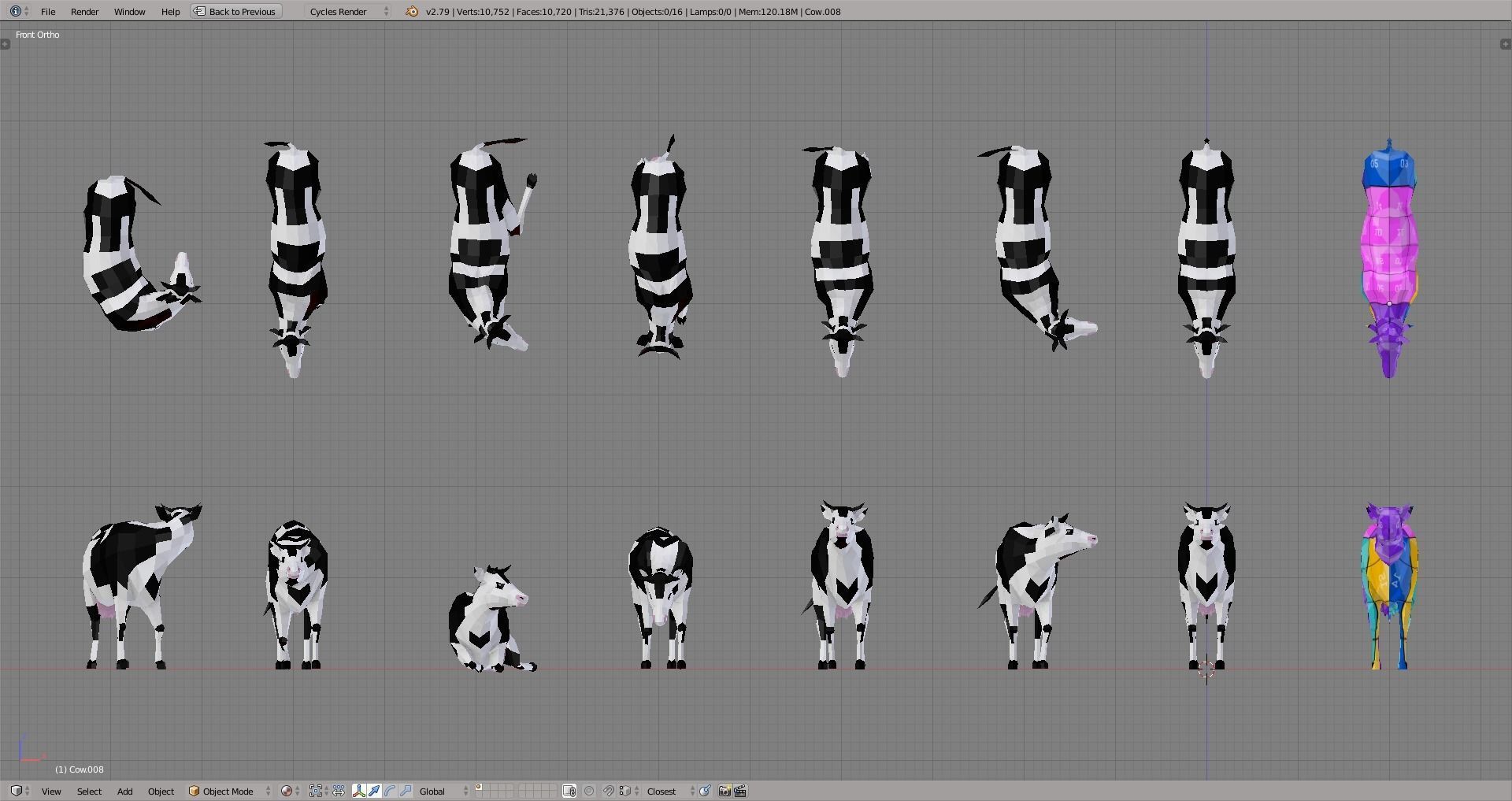 Lowpoly Cows polygonal cow Low-poly 3D model_1