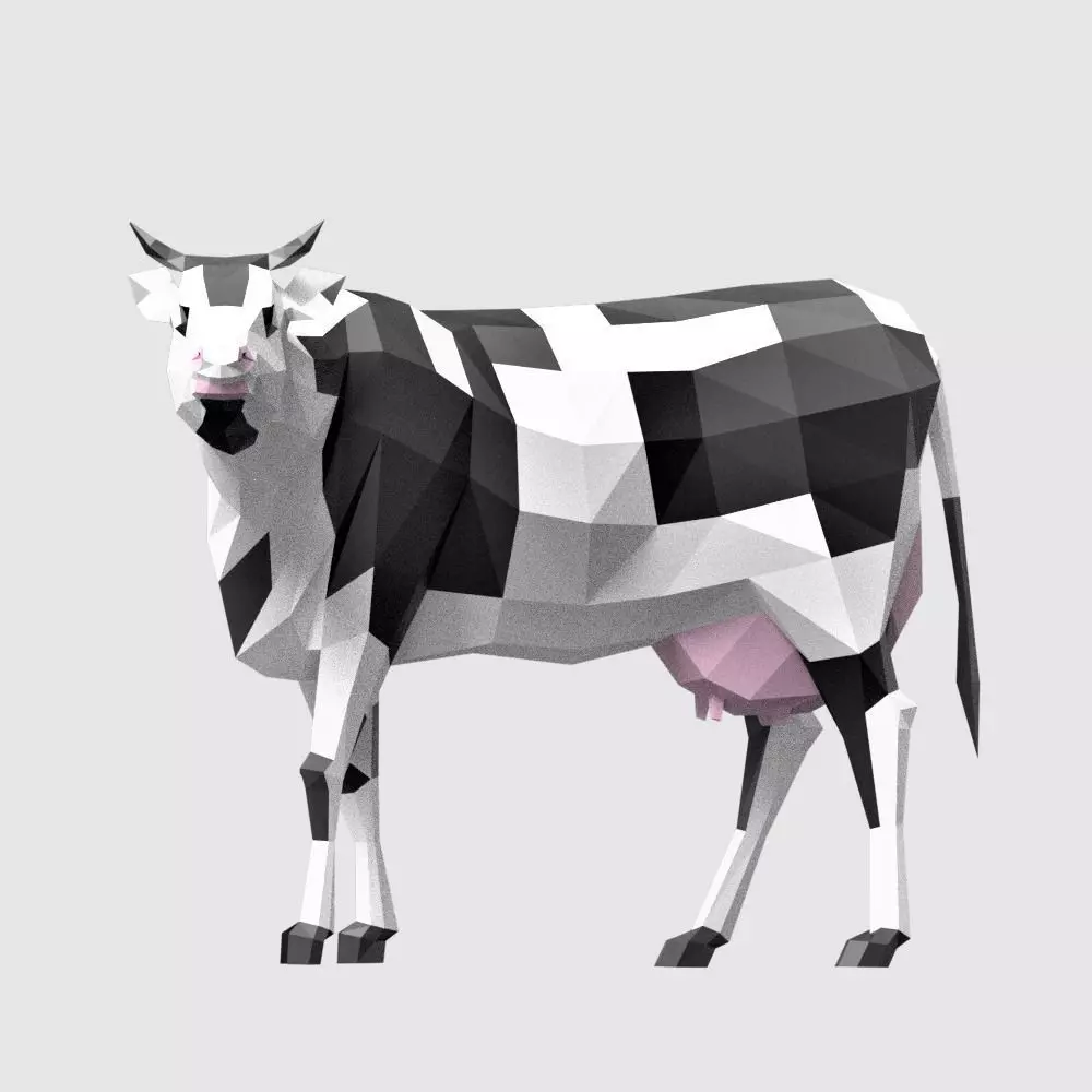 Lowpoly Cows polygonal cow Low-poly 3D model_0
