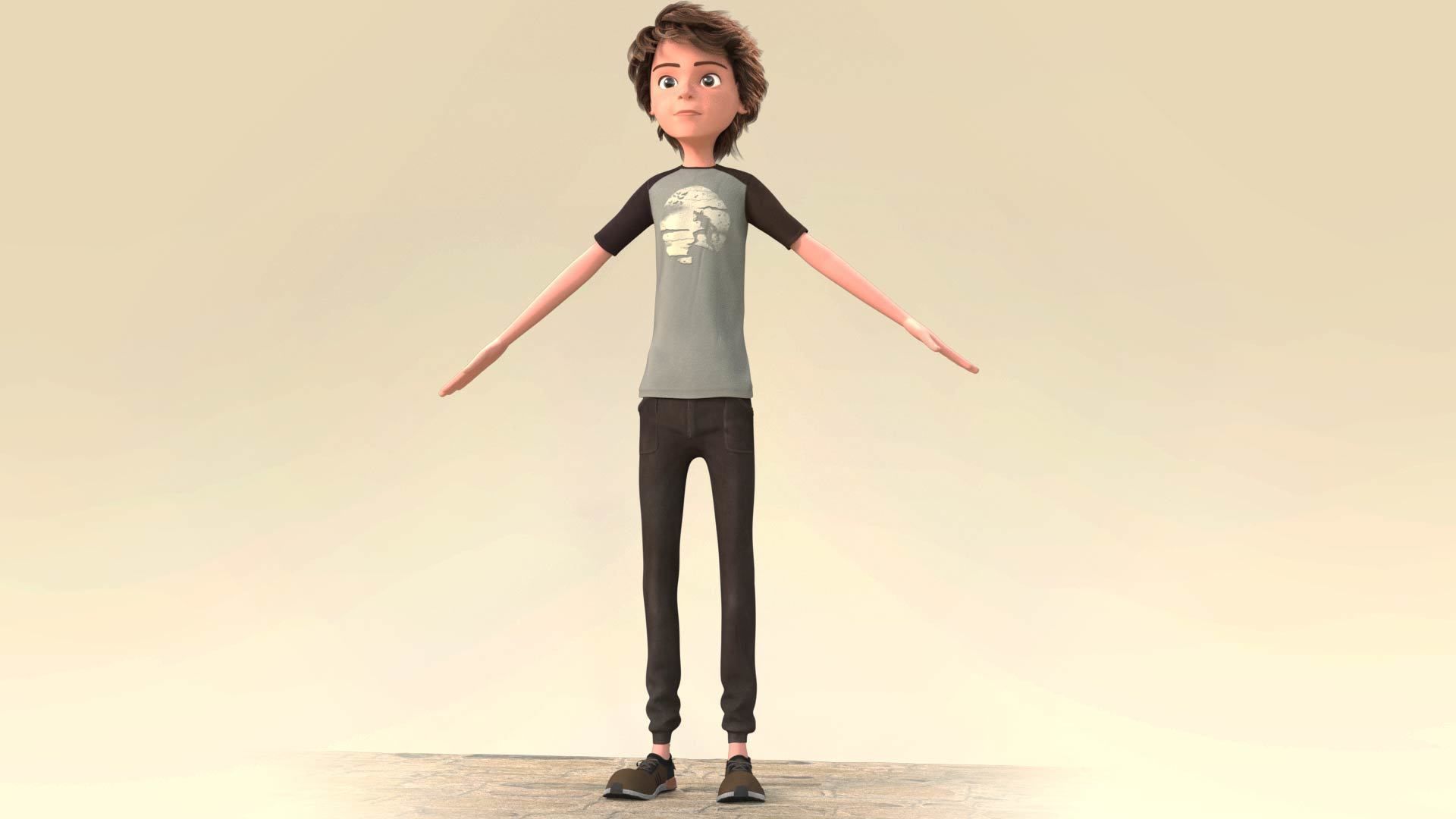 CARTOON BOY 2 - RIGGED  3D model_2