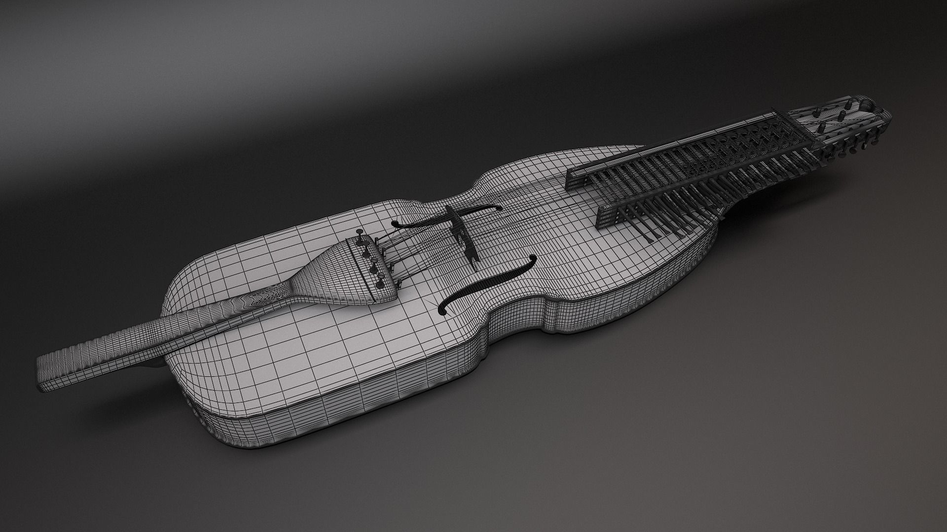 Nyckelharpa musical instrument 3D model_5