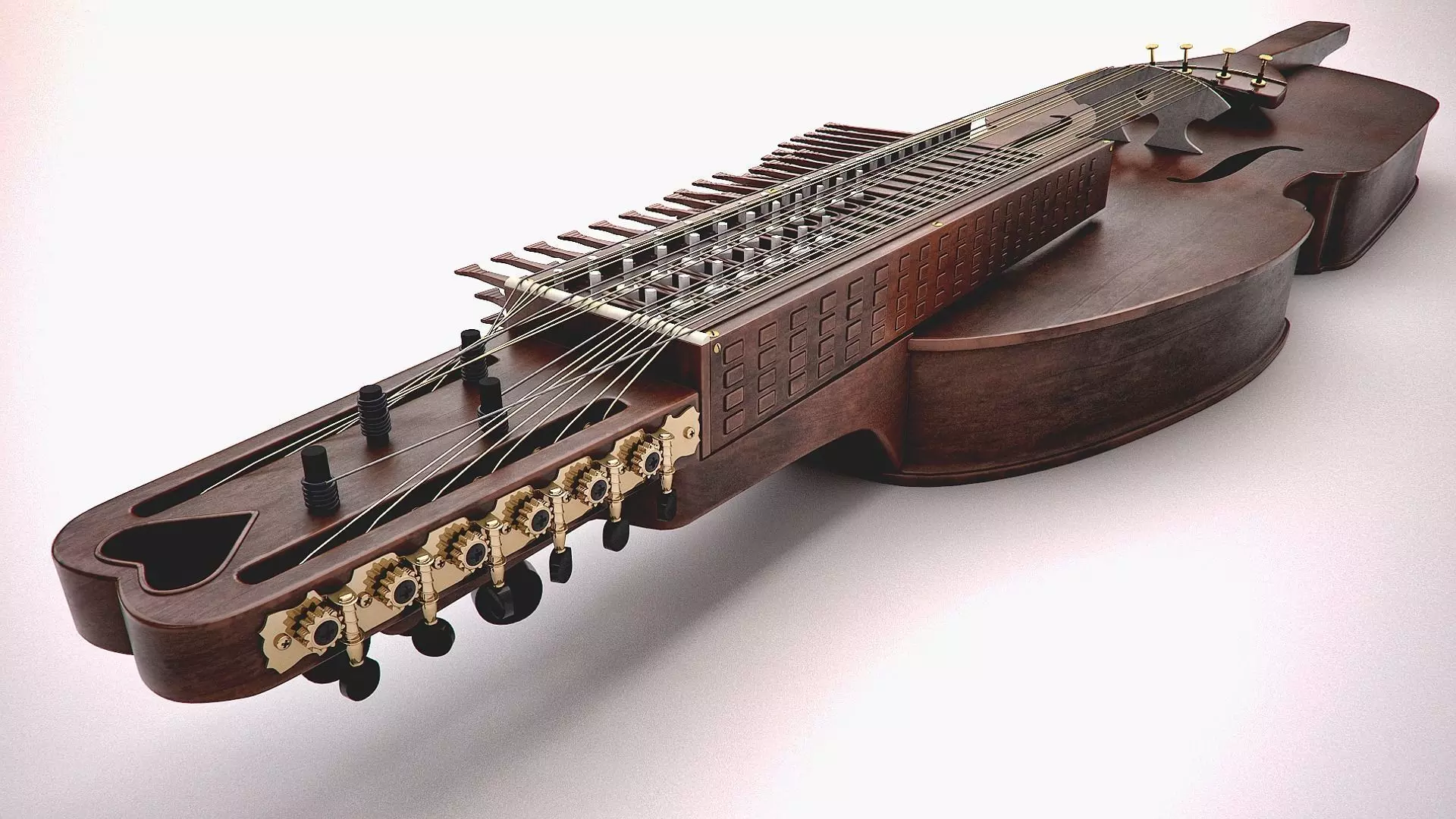 Nyckelharpa musical instrument 3D model_0