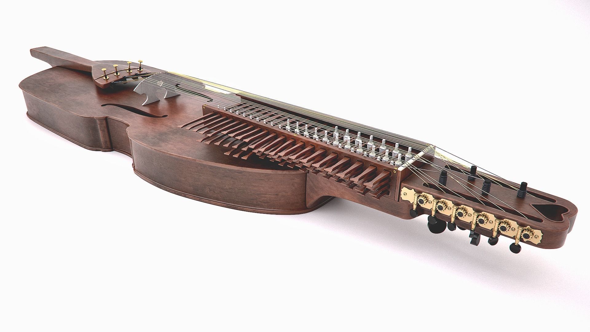 Nyckelharpa musical instrument 3D model_1