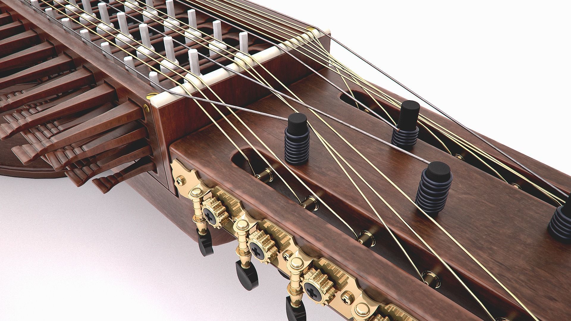 Nyckelharpa musical instrument 3D model_2