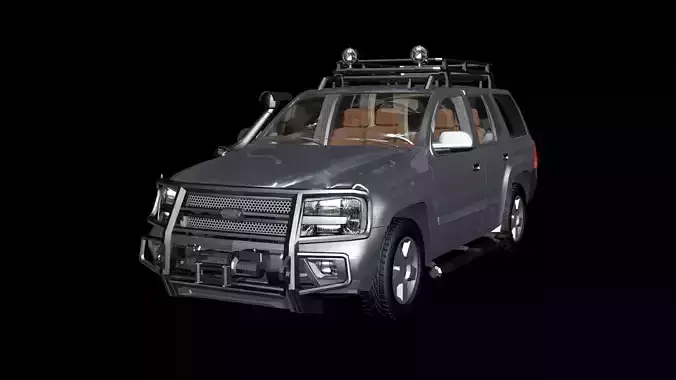 Car obj fbx silver suv with racks Low-poly 3D model