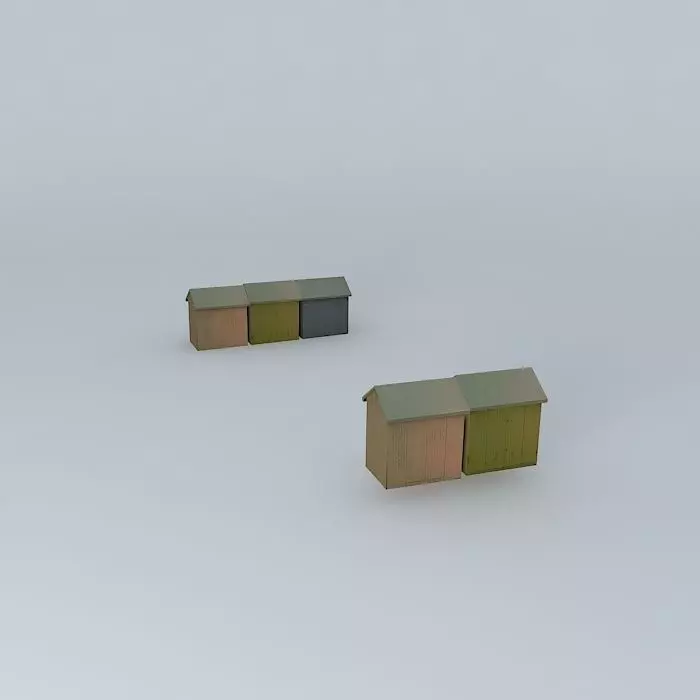 Berck Plage  Beach Cabins Free 3D model_0