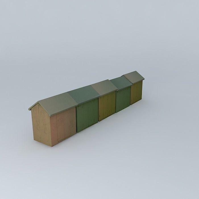 Berck Plage  Beach Cabins Free 3D model_1