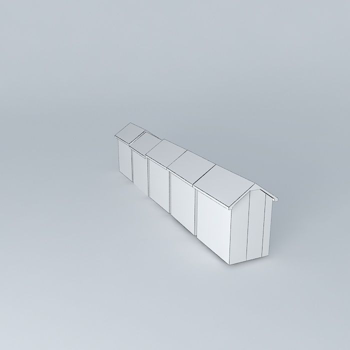 Berck Plage  Beach Cabins Free 3D model_4