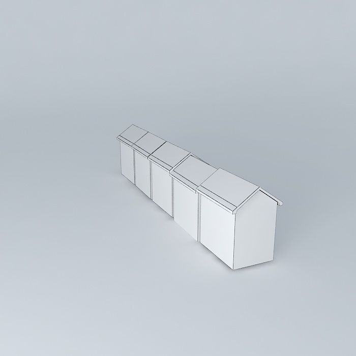 Berck Plage  Beach Cabins Free 3D model_3