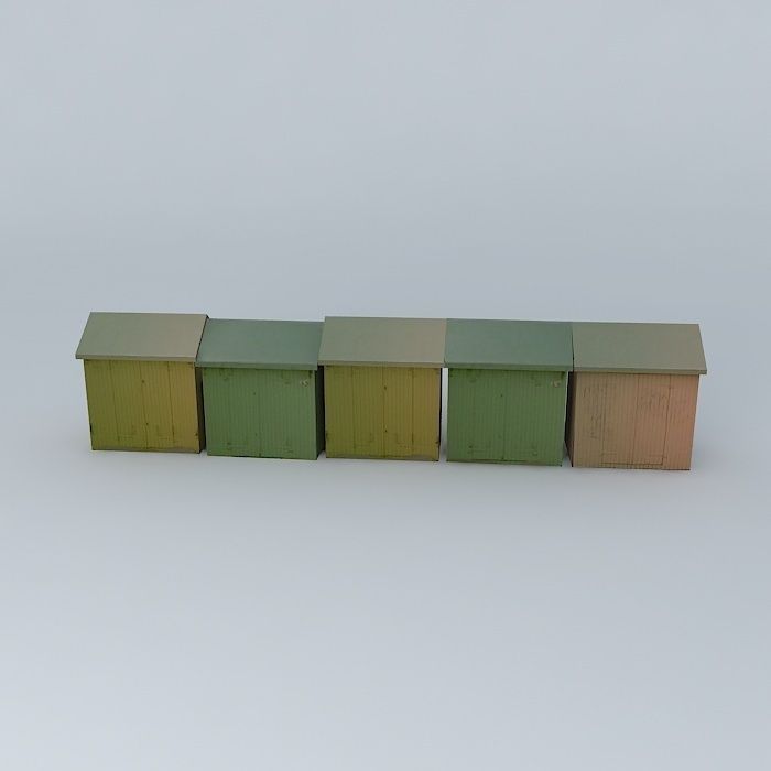 Berck Plage  Beach Cabins Free 3D model_2