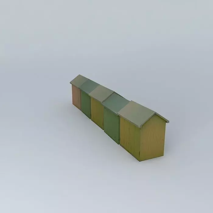 Berck Plage  Beach Cabins Free 3D model_0
