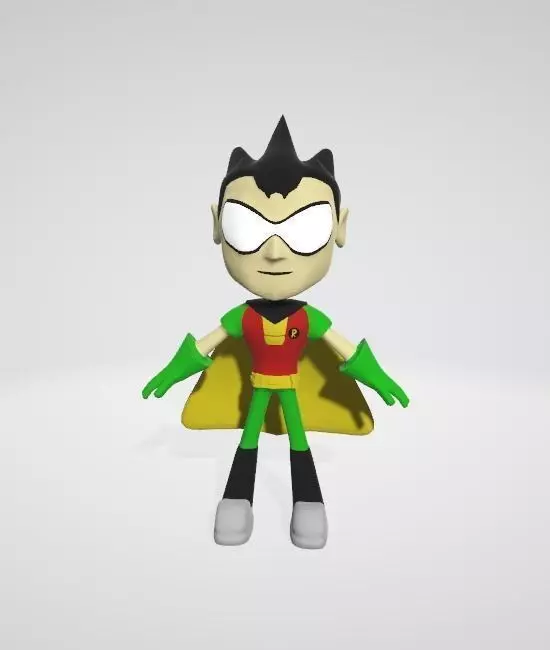 Robin of Teen Titans GO 3D Rigged and Textured Low-poly 3D model_0