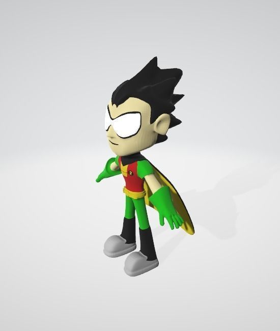 Robin of Teen Titans GO 3D Rigged and Textured Low-poly 3D model_1