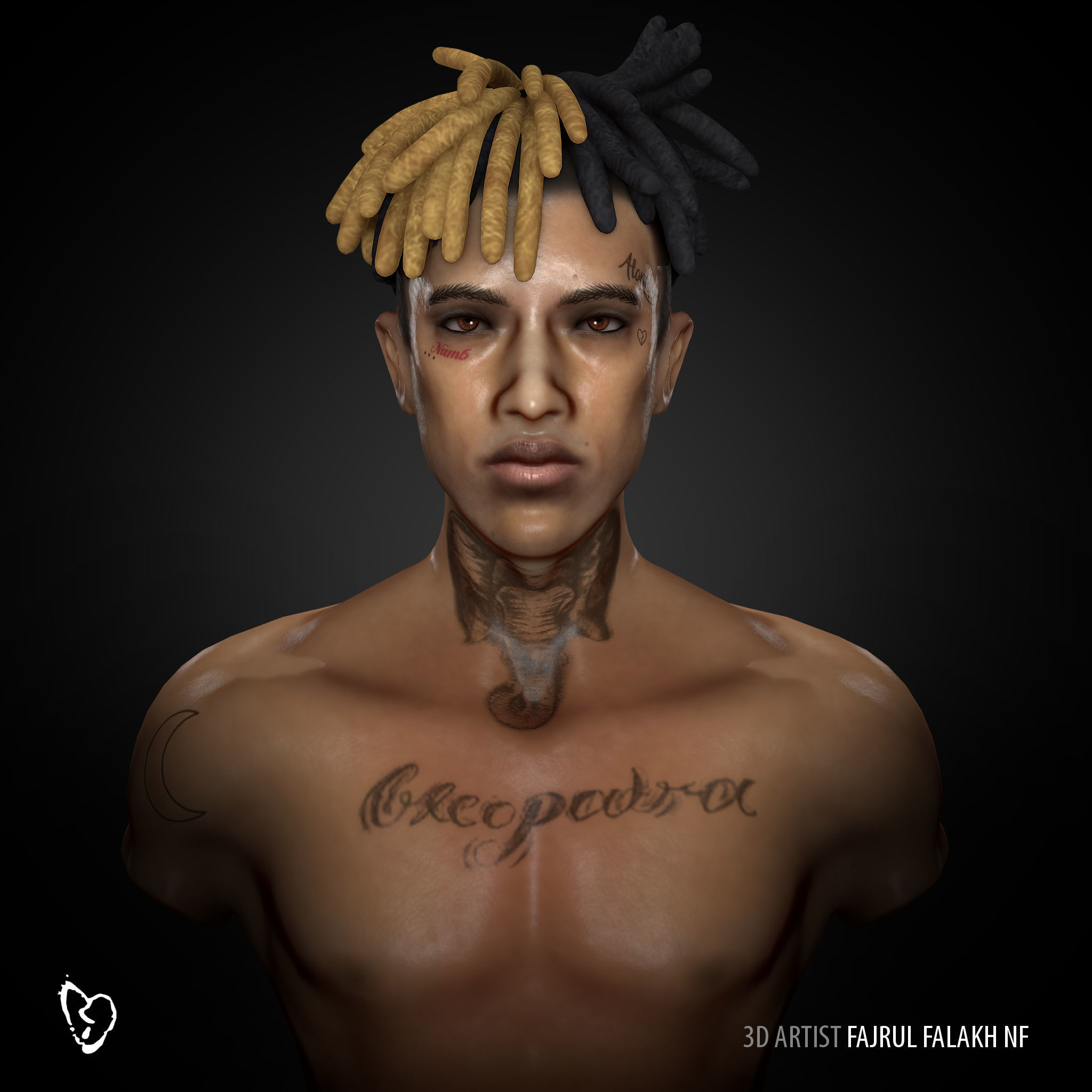 Jahseh Onfroy  XXXTENTACION Low-poly 3D model_5