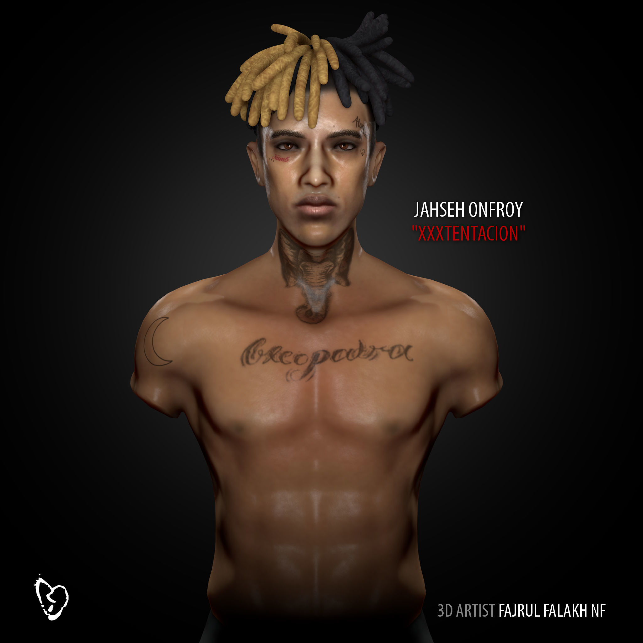 Jahseh Onfroy  XXXTENTACION Low-poly 3D model_3