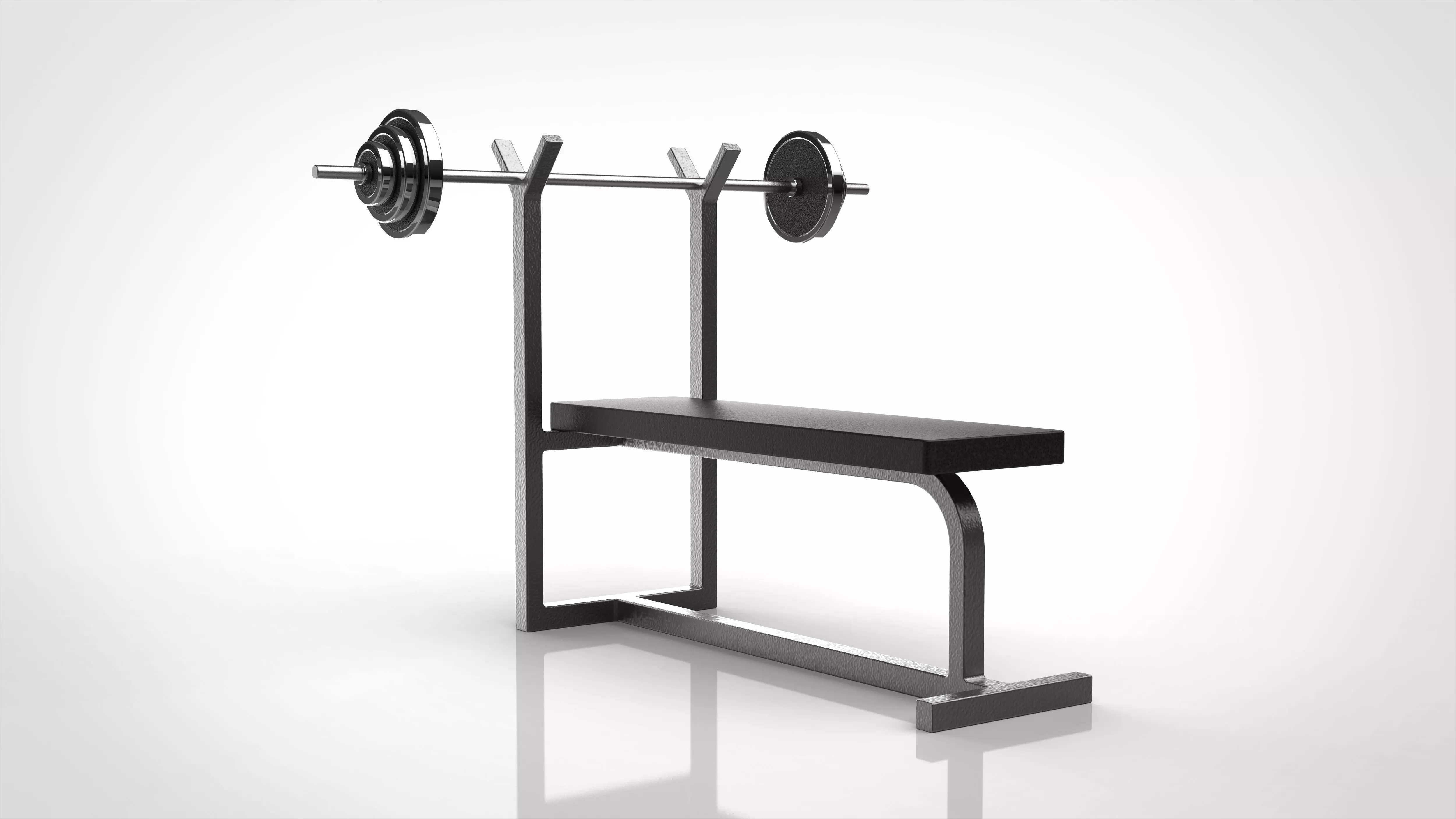 barbell and bench 3D model