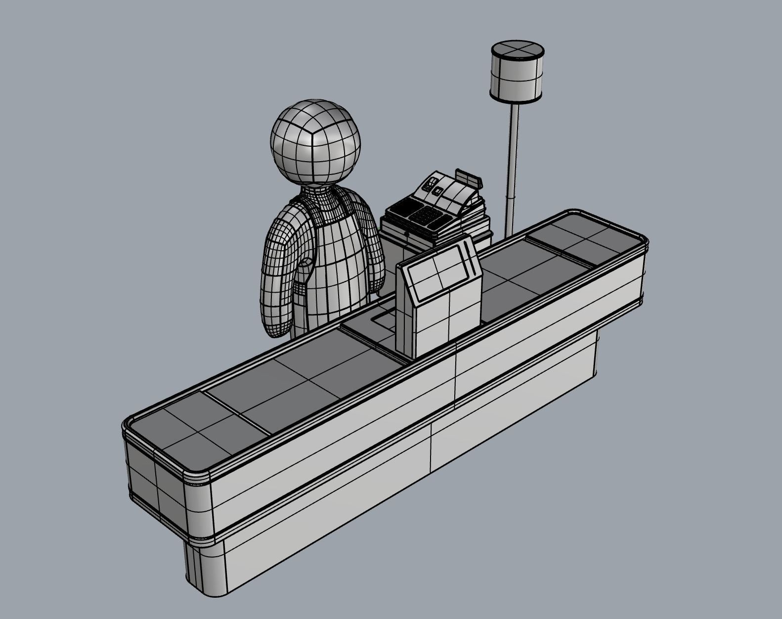 Cash register of super market 3D model_7