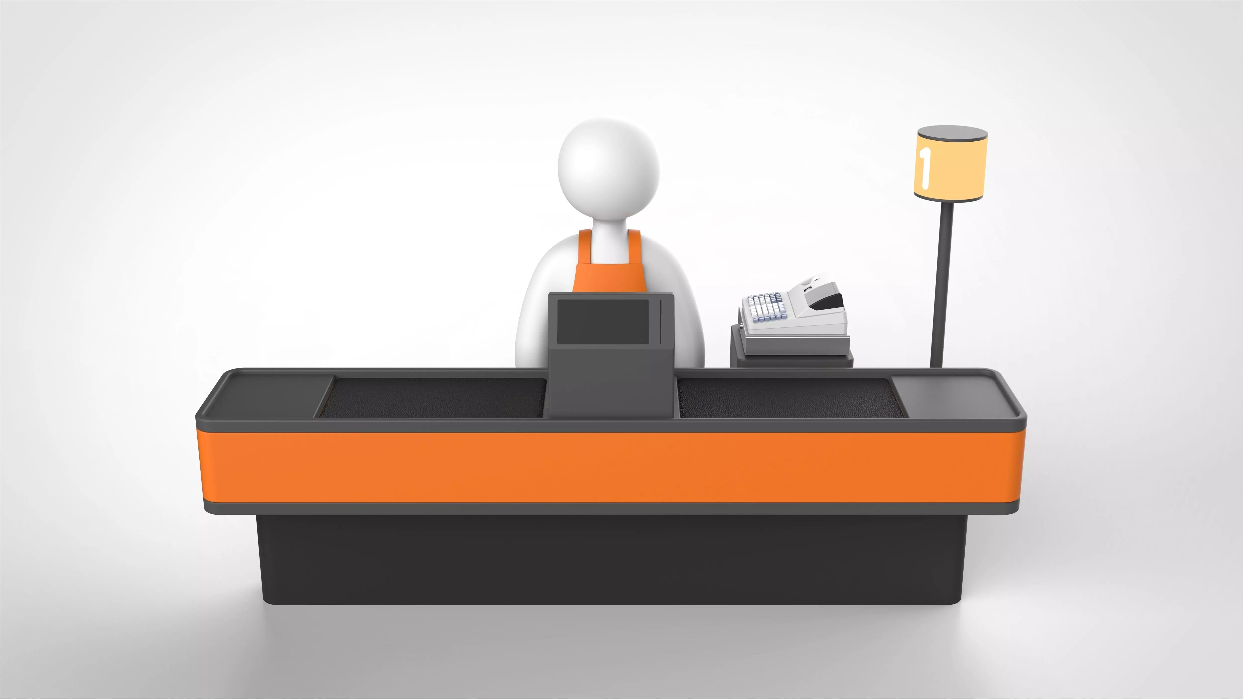 Cash register of super market 3D model_0