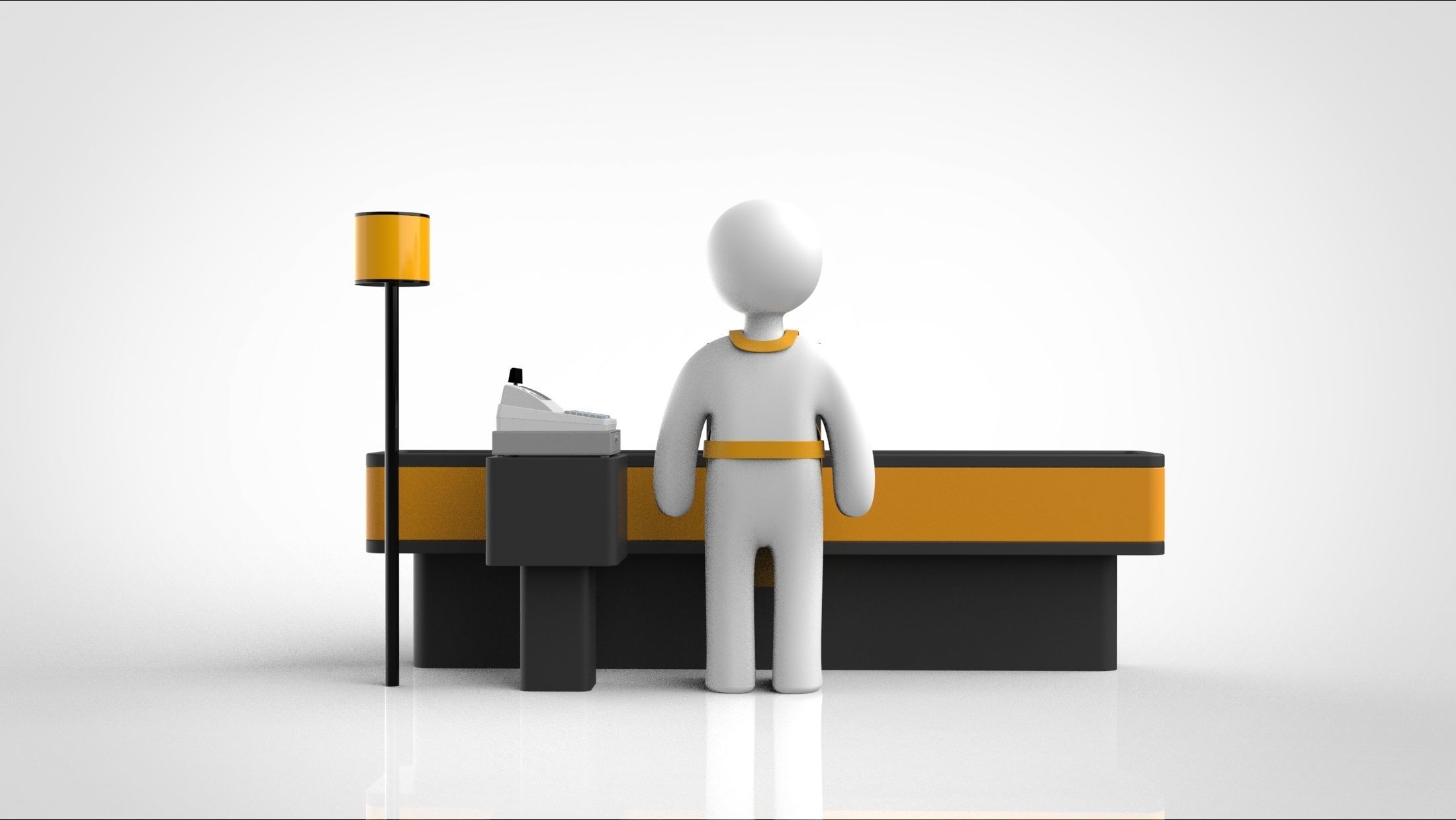 Cash register of super market 3D model_5