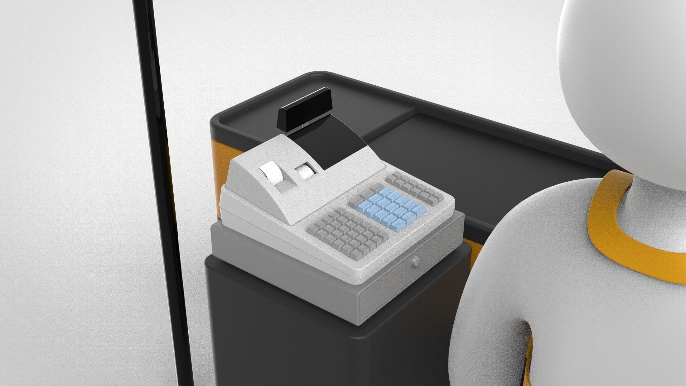 Cash register of super market 3D model_4
