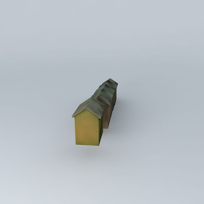 Berck Plage  Beach Cabins Free 3D model_2
