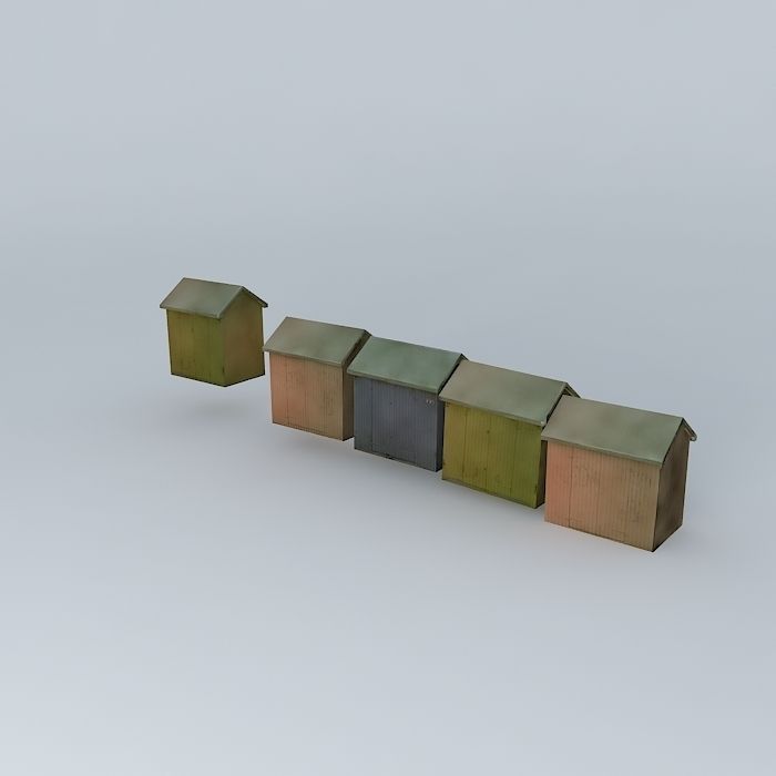 Berck Plage  Beach Cabins Free 3D model_1