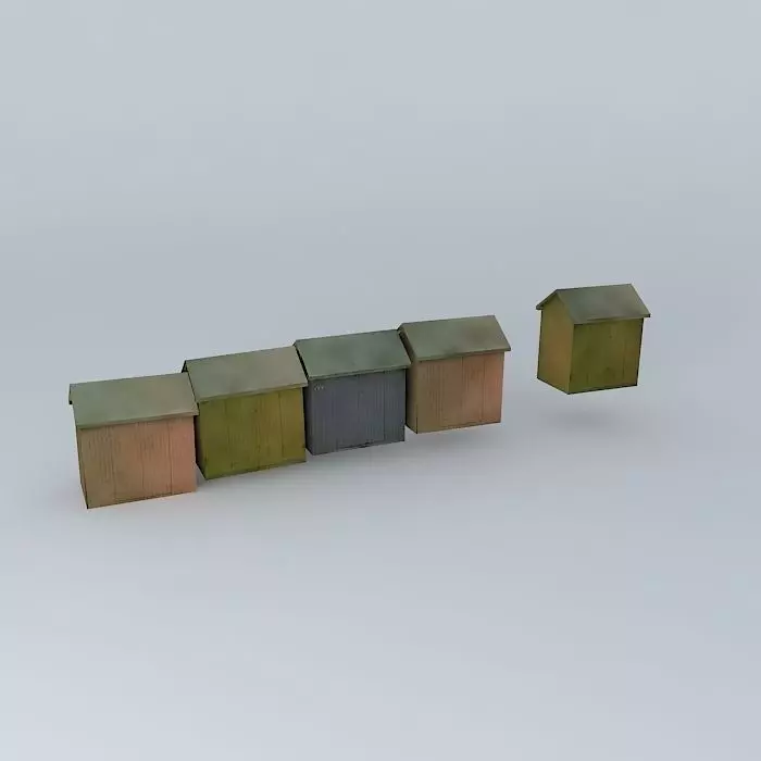 Berck Plage  Beach Cabins Free 3D model_0