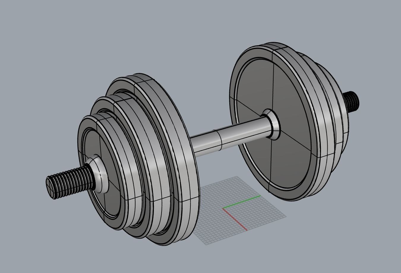 dumbbell pair of dumbbells 3D model_6